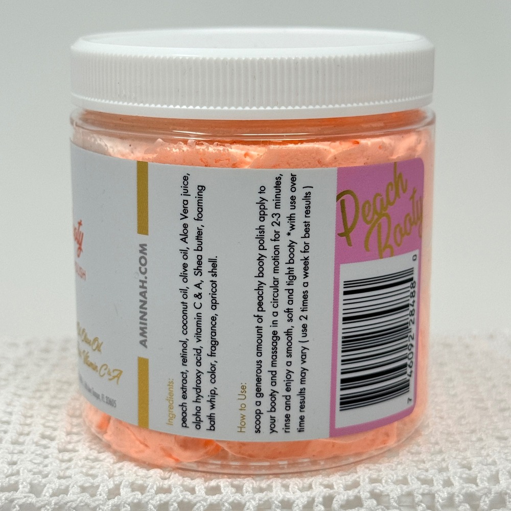 Aminnah Skin Care Peach Booty Tightening Lifting Polish 8oz Retinol AHA Vegan - Picture 2 of 2